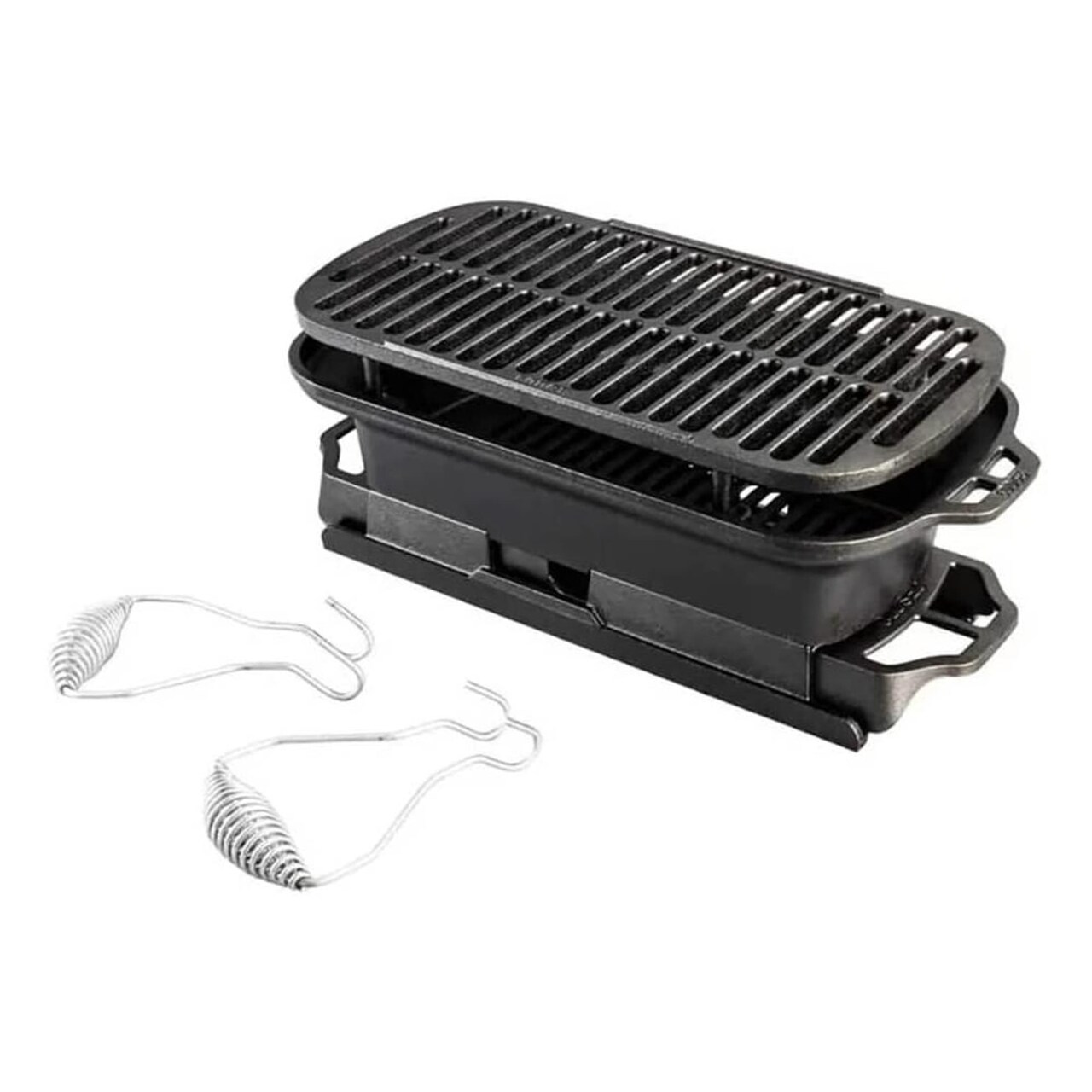 Lodge Sportsman's Pro Outdoor Grill, Portable Cast Iron Hibachi-Style, Easy Assembly and Cleanup